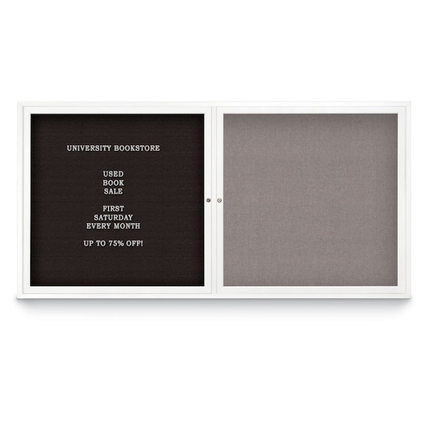 Corkboard, Single Door, Radius Frame, 24x36", Black/Amethyst